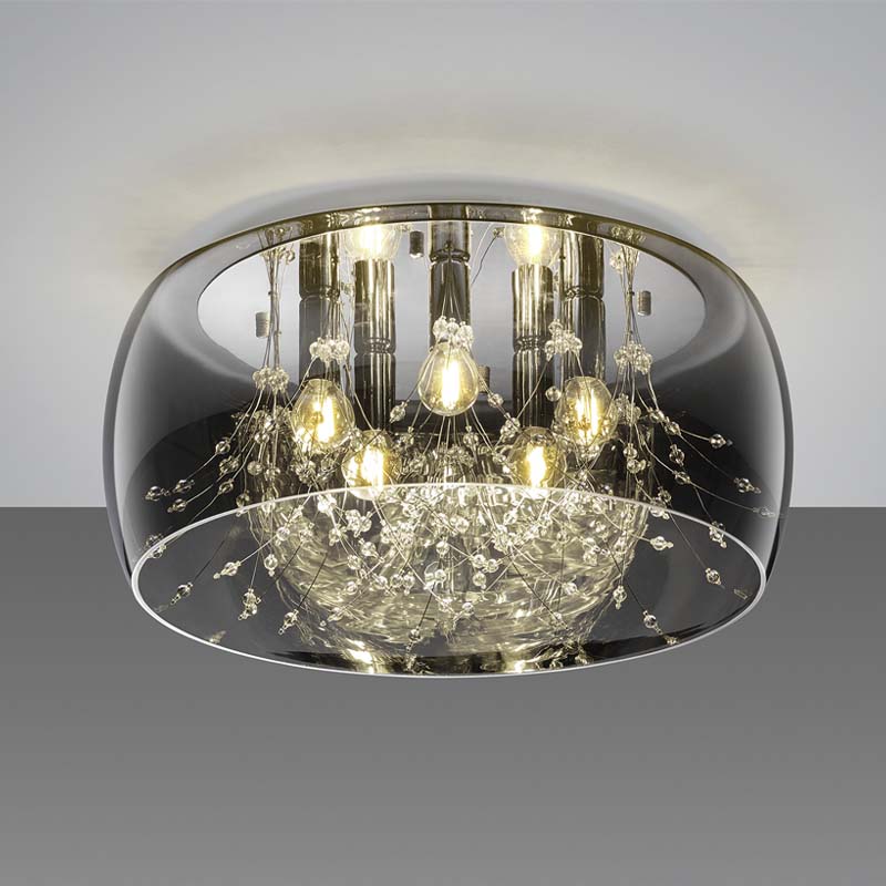 Plafoniera Led in vetro fumé Crystel D. 34/50 cm E14 3/5 lampadine – Trio Lighting - immagine 2