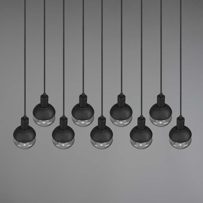 Lampada a sospensione Led Mela rettangolare con 9 diffusori in vetro H.150cm E14- Trio Lighting - immagine 3
