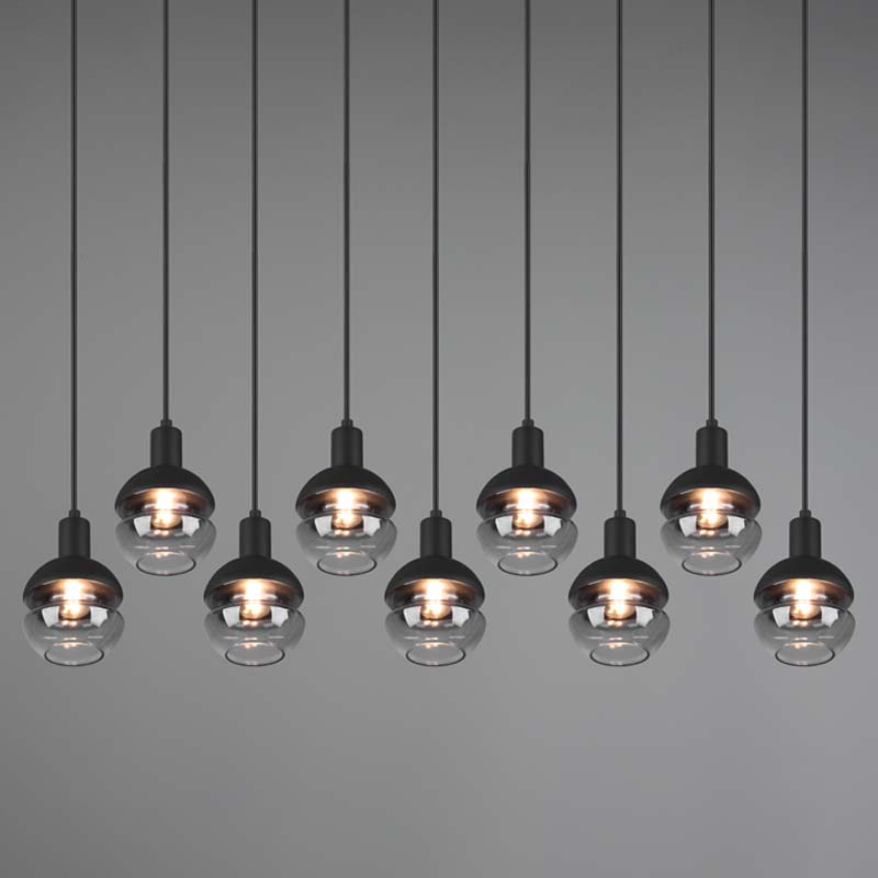 Lampada a sospensione Led Mela rettangolare con 9 diffusori in vetro H.150cm E14- Trio Lighting - immagine 2