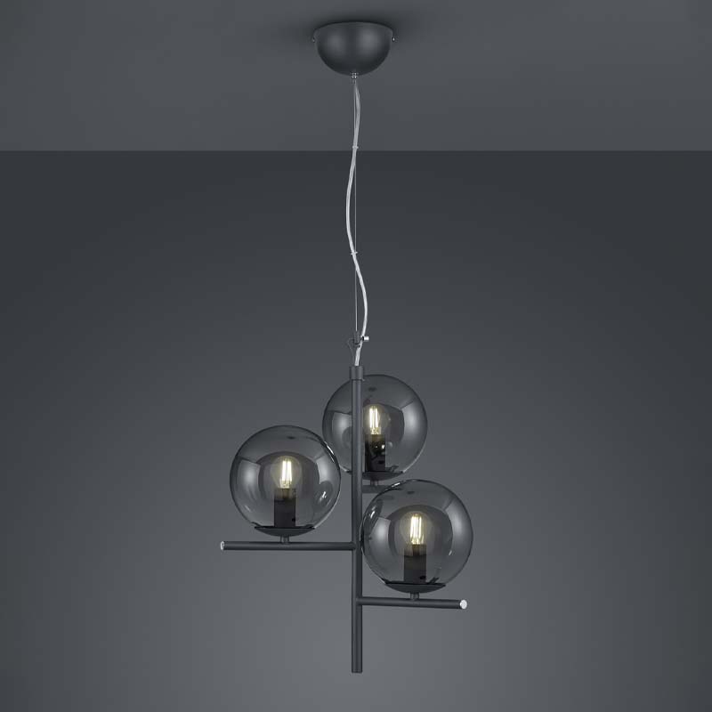 Lampada a sospensione Led Pure con 3 sfere in vetro D. 40cm E14- Trio Lighting - immagine 3