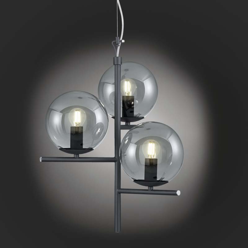 Lampada a sospensione Led Pure con 3 sfere in vetro D. 40cm E14- Trio Lighting - immagine 2