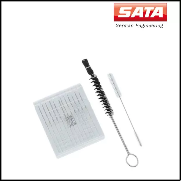 Sata – Kit di pulizia SATA con 2 pezzi spazzole di pulizia, medie e 12 pezzi aghi di pulizia dell’ugello