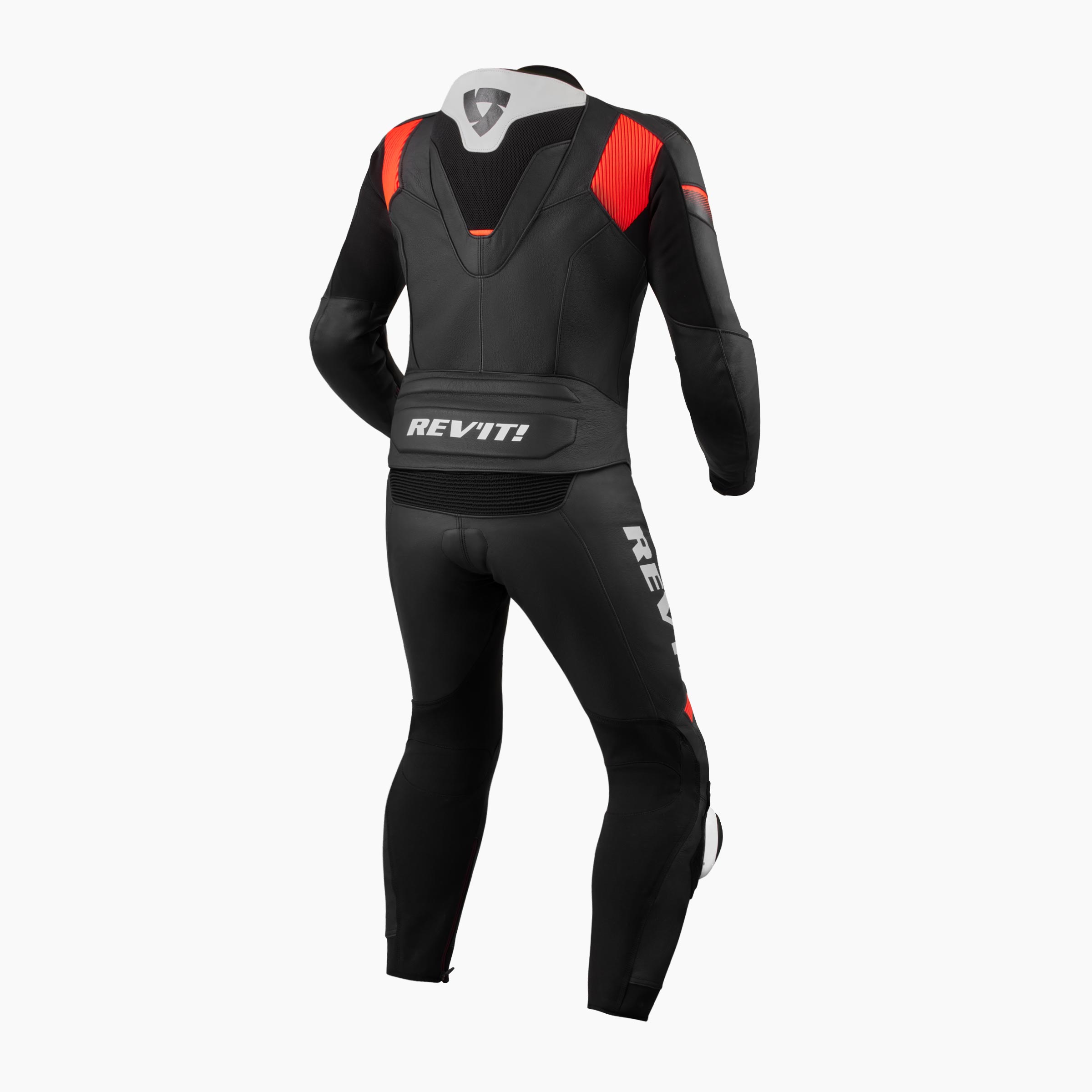Tuta Pelle divisibile REV’IT ARGON 2 NERO/NEON ROSSO - immagine 2